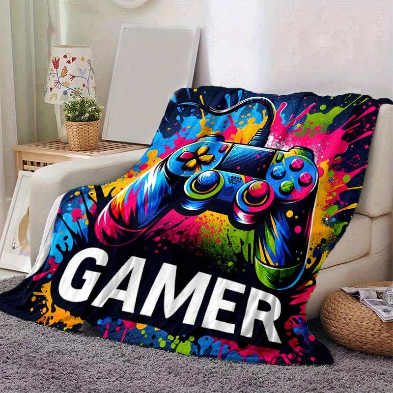 1pc Game Controller Printing Lightweight Flannel Blanket, Comfortable and Warm Blanket, for Camping Sofa Bed and Couch Office, in All Seasons