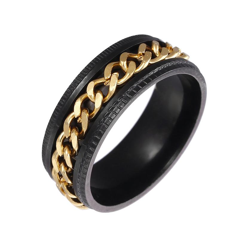 Ins Stainless Steel Rotatable Chain Link Men's Spinner Ring Couple Ring  Punk Women Man Corkscrew Ring   for Party Gift