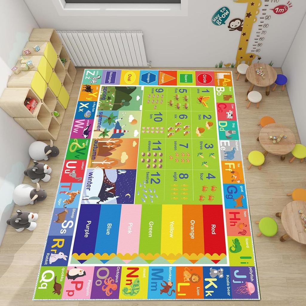 ABC Rug for Kids Playroom,Toddler Alphabet Mats Washable for Baby Area,Classroom,Play Room,Floor,Nursery (2.6×4ft /31×47in)