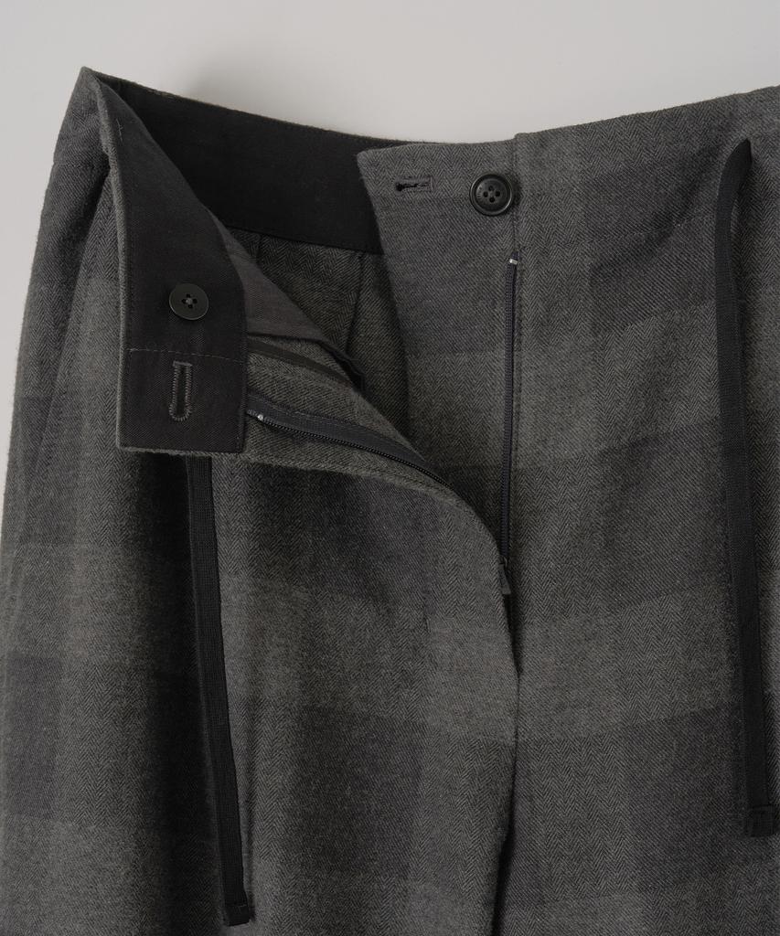 ANOTHER OFFICE WOMEN W. Yark Wool Tie-Up Easy Pants (Charcoal Check)