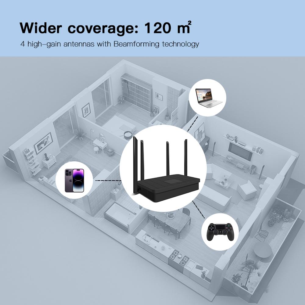 AC1200M Black European - standard Wireless Router - High - speed, Dual - band 5G, Powerful Penetration, Gigabit Ports