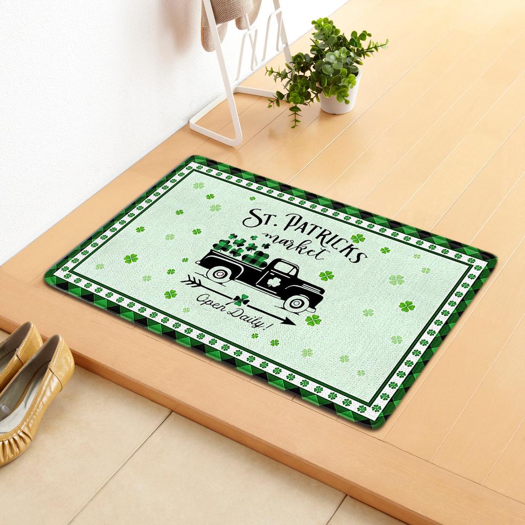 Irish Door Mat St. Patrick'S Day Absorbent Floor Mat Bedroom Shamrock Non-Slip Carpet