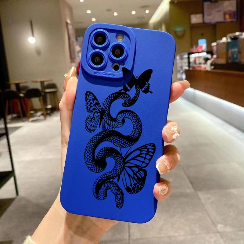 Cute Doodle Funny Snake Phone Case for iPhone 17 16E 11 12 13 14 15 16 17 Air Pro Max XS XR X 8 7 Plus SE2 Plus Matte Soft Cover