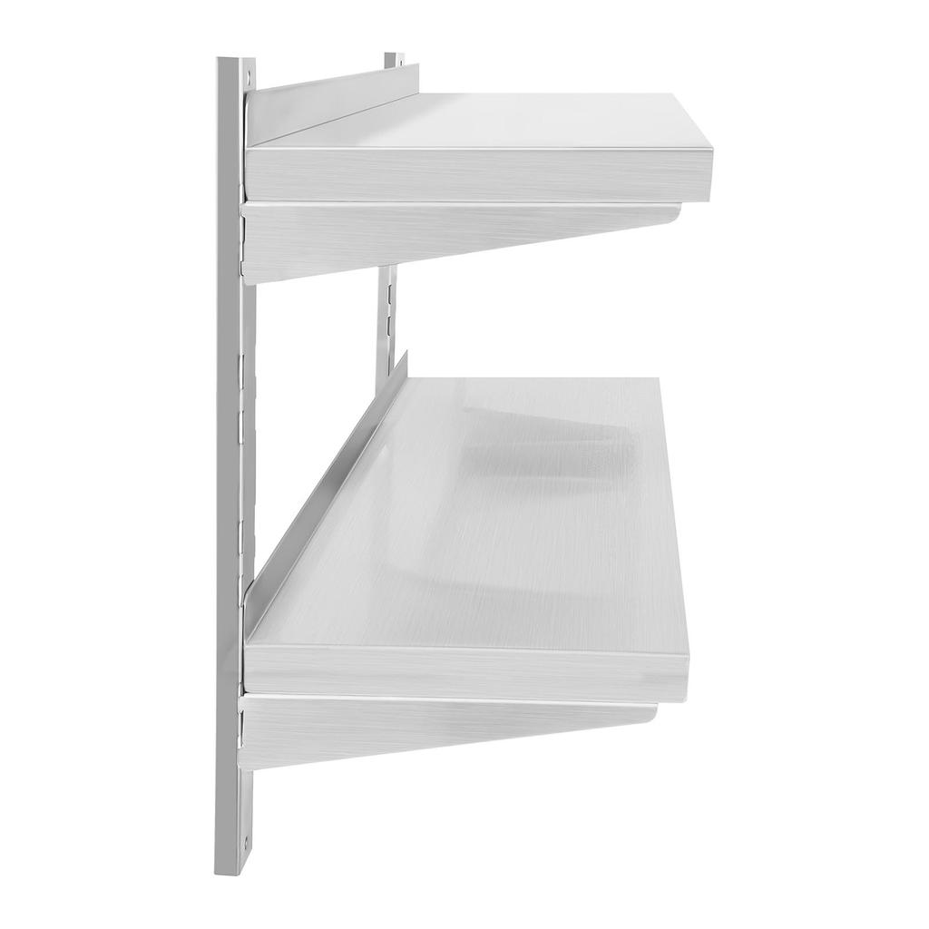 Estante de pared doble de acero, ajustable, 80 cm