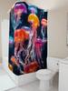 Vibrant Jellyfish Shower Curtain - Colorful Ocean Life Design For A Waterproof And Unique Bathroom Dcor Set"