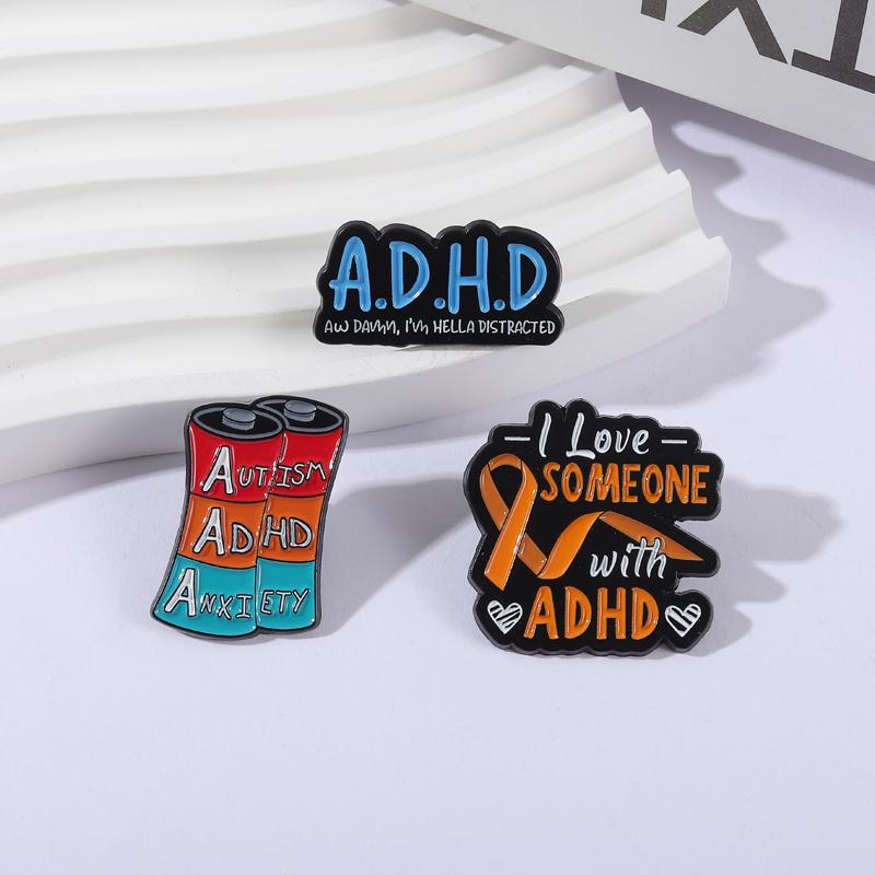 ADHS Autismus Angst Emaille-Pins Individuelle Anstecknadeln zur Sensibilisierung für psychische Gesundheit Reversabzeichen Kleidungsschmuck Geschenk für Kinder Freunde