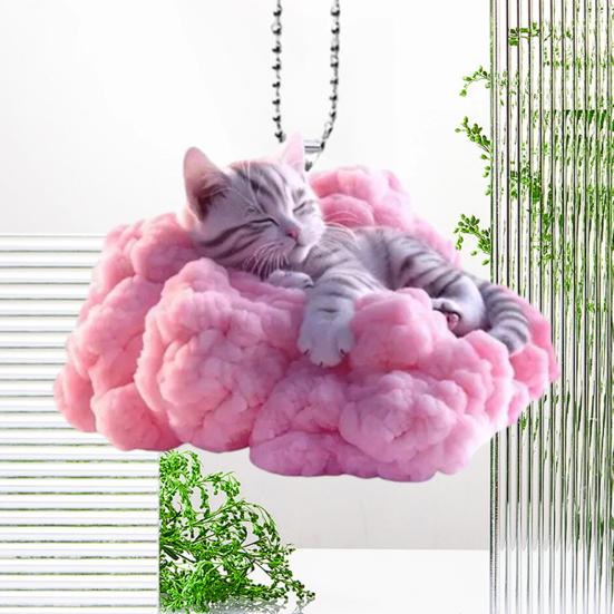 Adorno para espejo retrovisor con colgante de gato en 2D, colgante para interior de coche