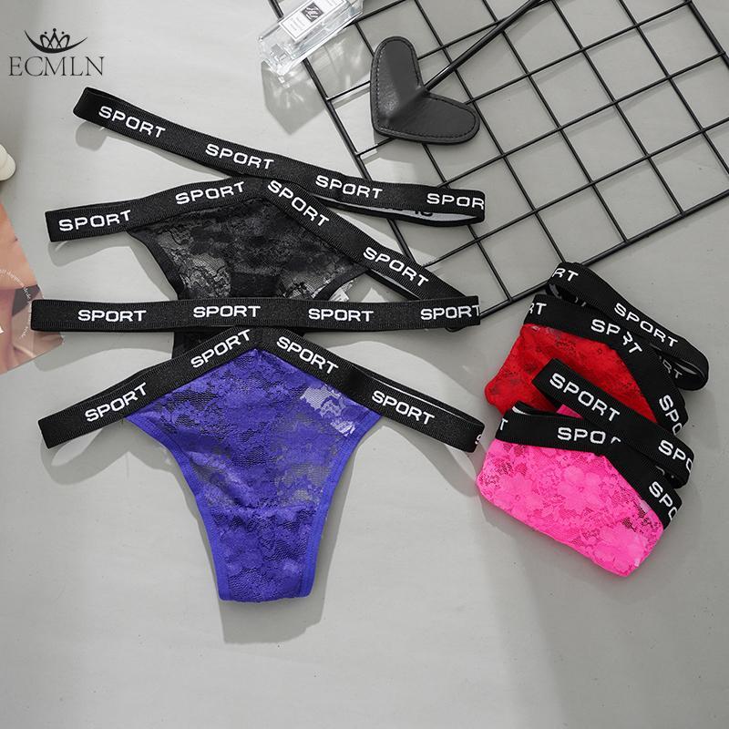 Women's Sexy T-Back Underwear Panties G-String Lace Thongs Briefs Female Fashion Letter Panties Underwear Lingerie