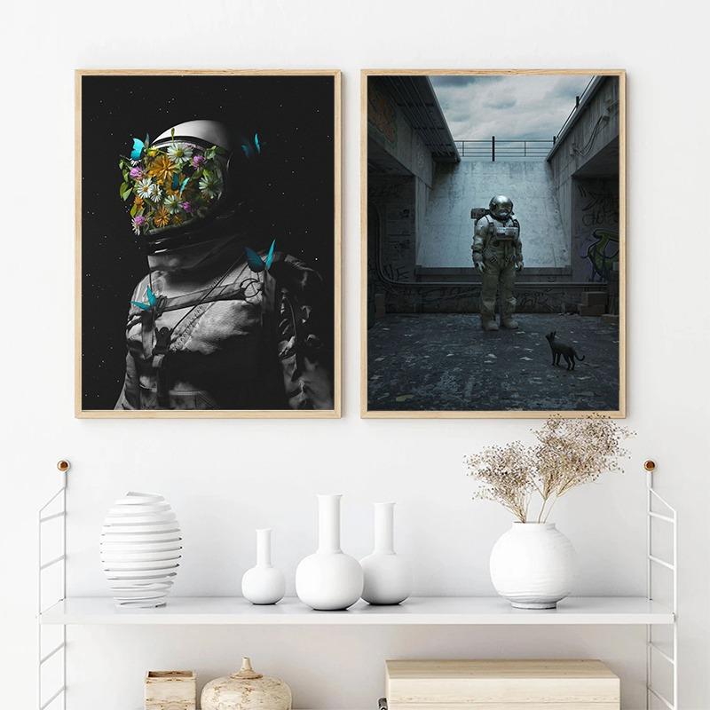 Fantasy Astronaut Canvas Poster Abstract Adventure Wall Picture for Living Room Bedroom Playroom Bar Club Modern Home Decor Gift