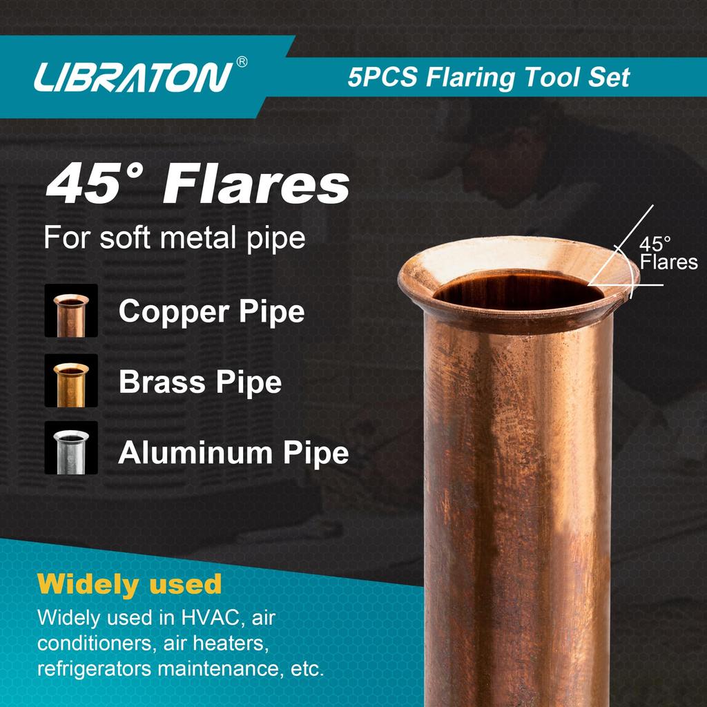 LIBRATON Flare Eccentric Flaring Flare Processing Air Conditioner Plumbing for Pipe Deburring Bar Included Tool, Tool, Tool, Tool, 1/4-3/4 inch,
