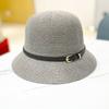 Style Caps Wide Brim Summer Bucket Hats Women Sunscreen Hats Outdoor Straw Hats PU Leather Belt