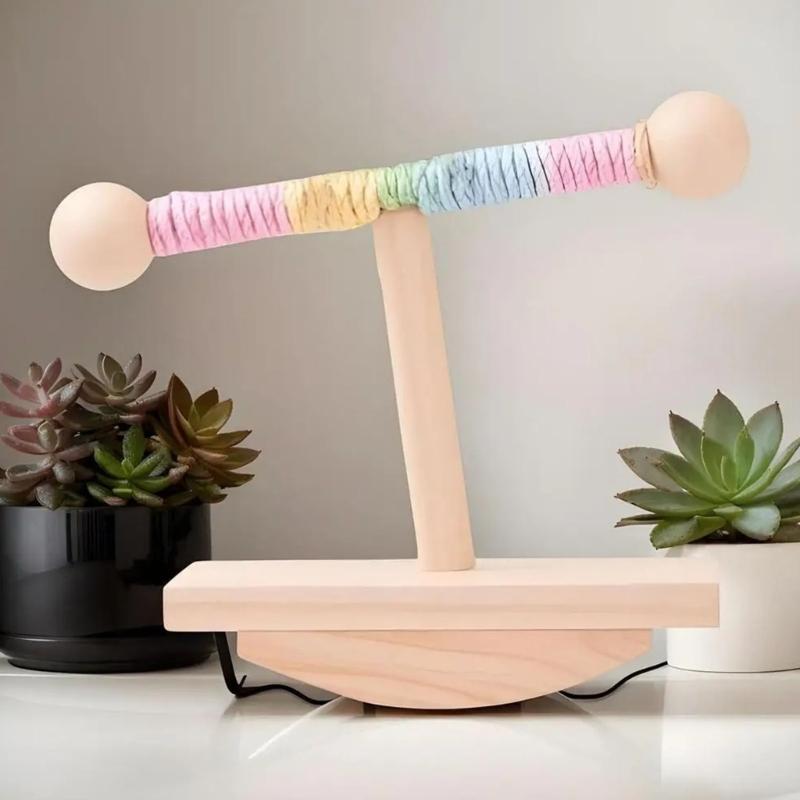 Verstellbarer Papageien-Spielständer aus Holz Vogel-Spielplätze mit schwingender Basis zum Stressabbau und zur Intelligenzentwicklung