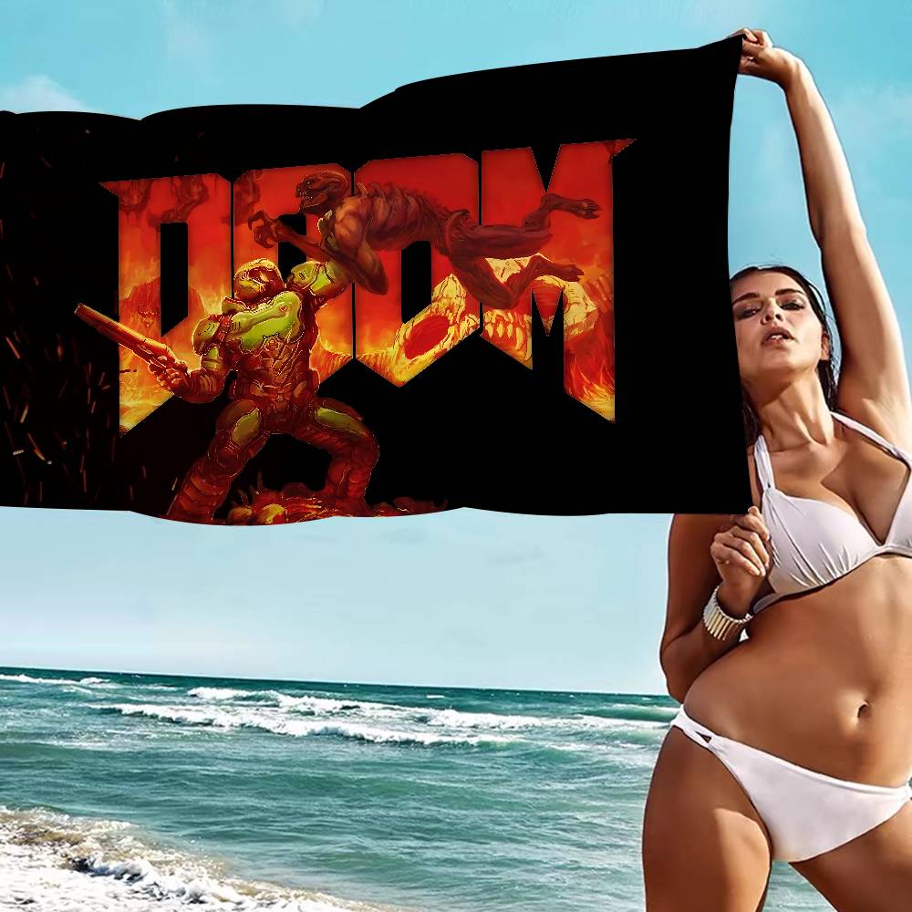 Shooting Game D-Doom Beach Towel Colorful Bath Towels For Girl Microfiber Quick Dry Custom Sand Free Beach Yoga Spa Gym Pool