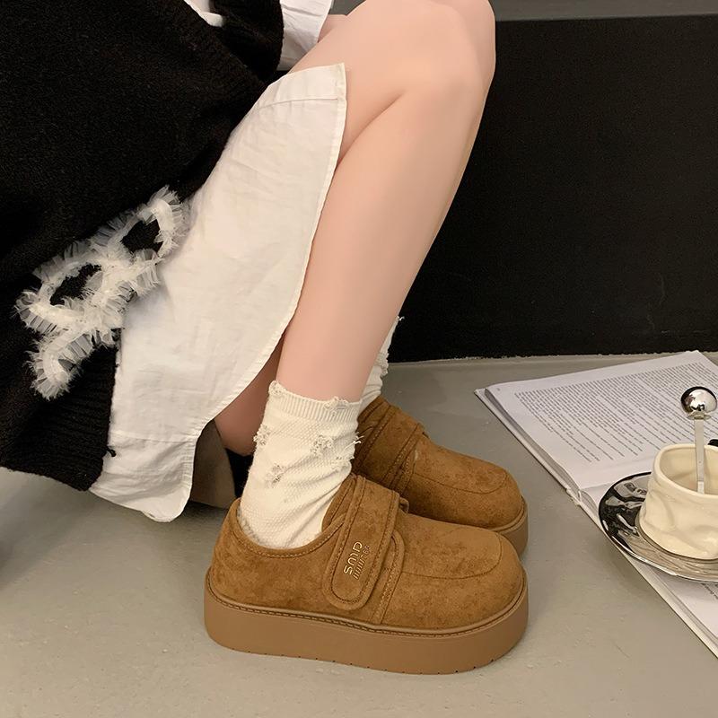 Thick-soled one-pedal fluffy children winter velvet new cotton shoes to keep warm