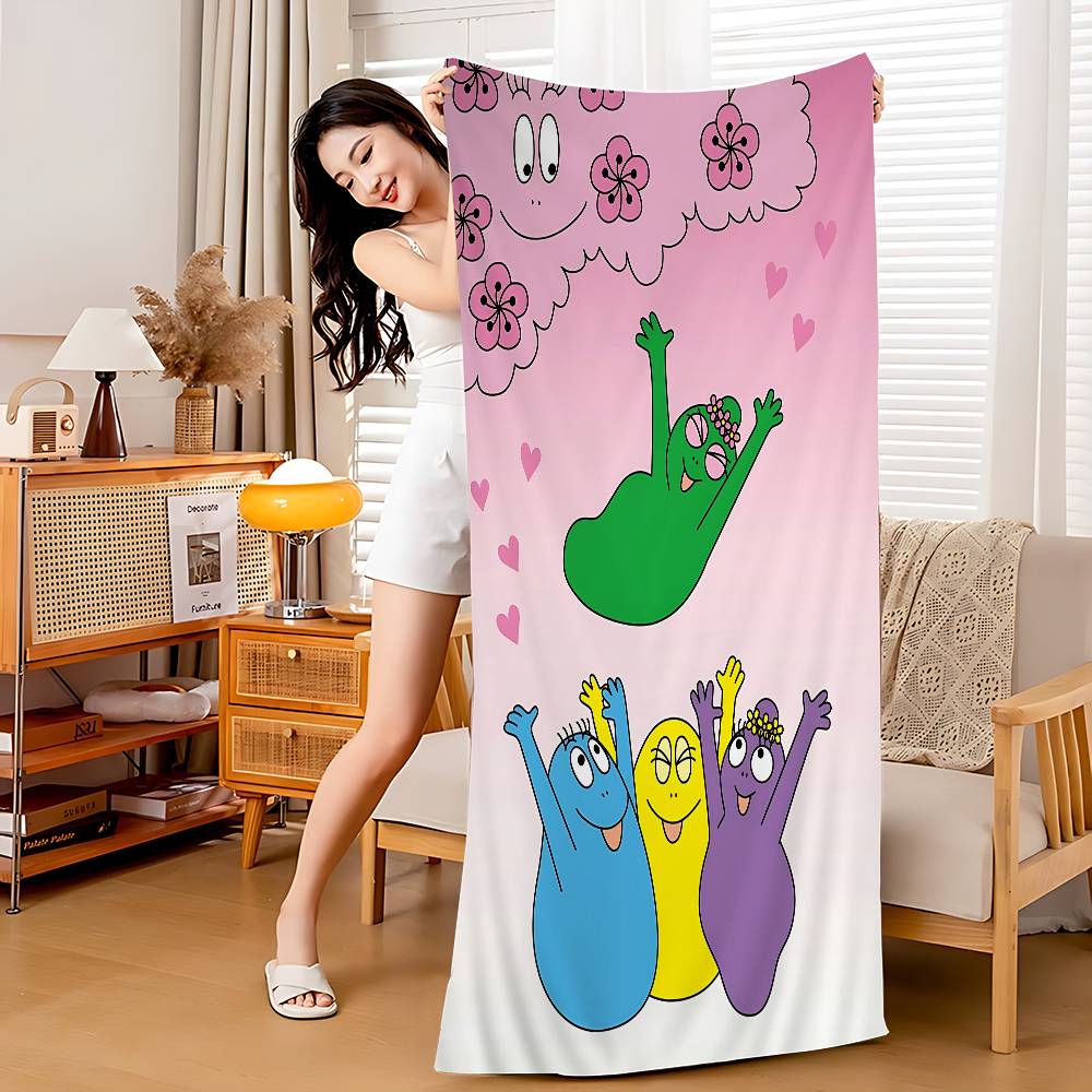 Cartoon B-Barbapapa Anime Beach Swimming Towel Soft Absorbent Washcloth Children's Gifts For Kids Travel Camping Gym