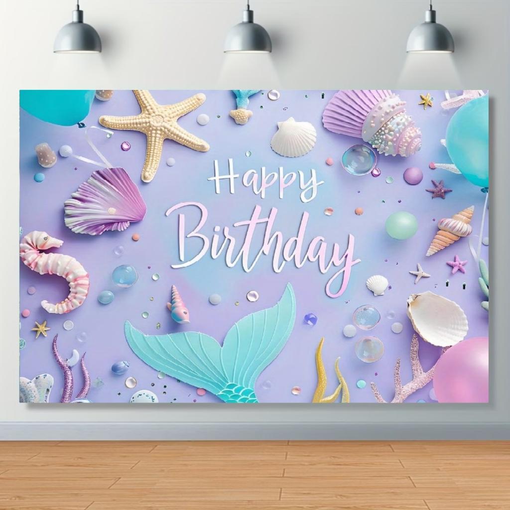 Mermaid Backdrop Girls Princess Birthday Party Decoration Background Under The Sea Photography Supplies Kids Baby Shower Banner