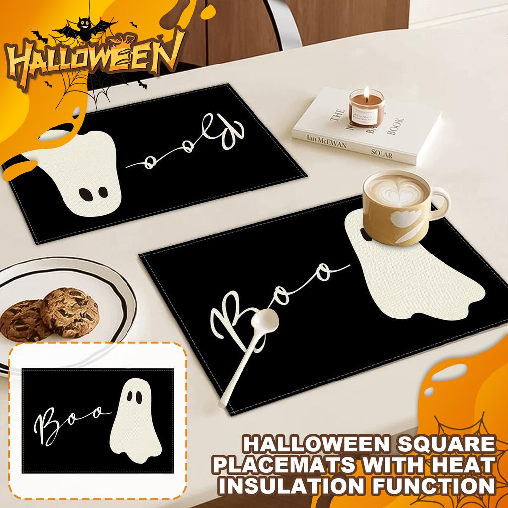 6pcs Halloween Placemats Square Placemats Potholder Decoration