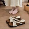 Korean Fashion Bow Wedge Slippers Female 2025 Summer New Retro Open-toed Fairy Wind Thick-bottomed Cool Slippers