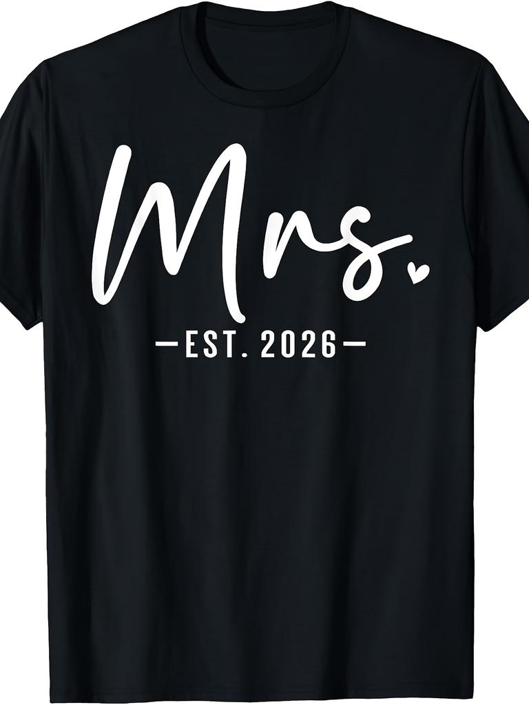 Mrs Est 2026 Just Married Couple Wedding Party Mr Mrs Bride T-Shirt