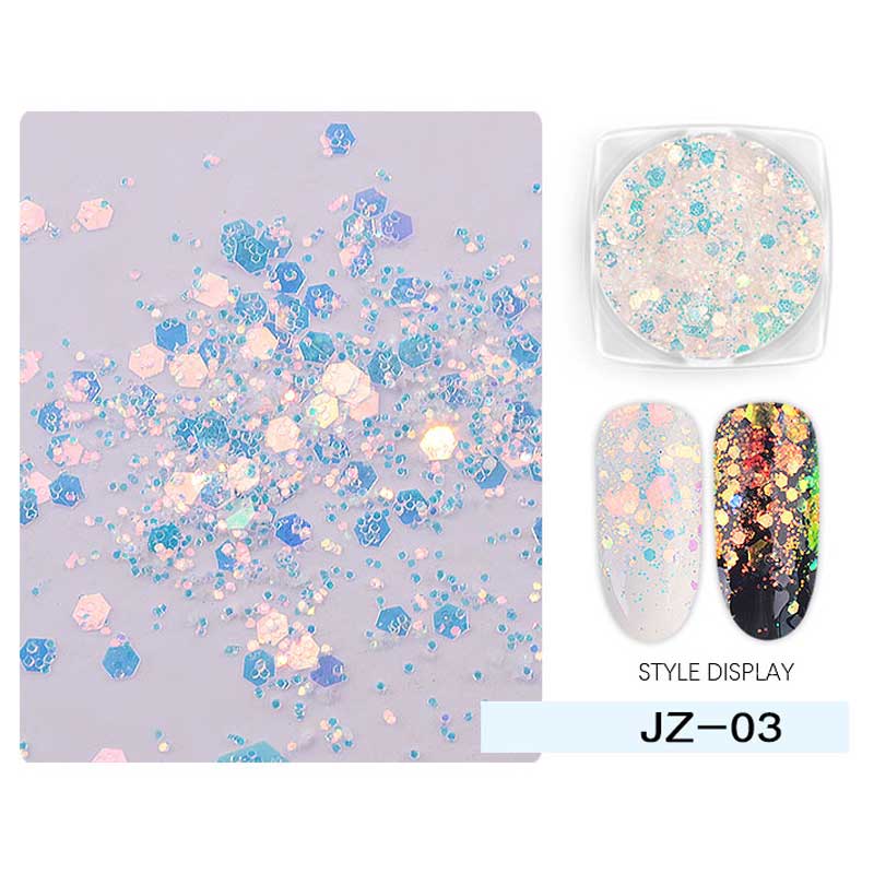 1 krabička Ultratenké šestiúhelníkové nail art flitry Vločky Plátky Mořská panna Aurora Gradient Barevné ozdoby na nehty