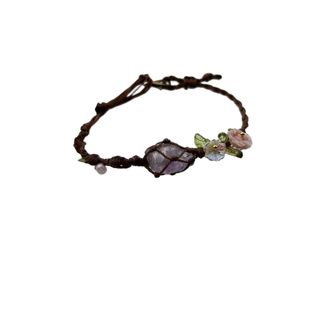 Rose Aquamarine Hand-Woven Crystal Bracelet - Versatile Couple Design