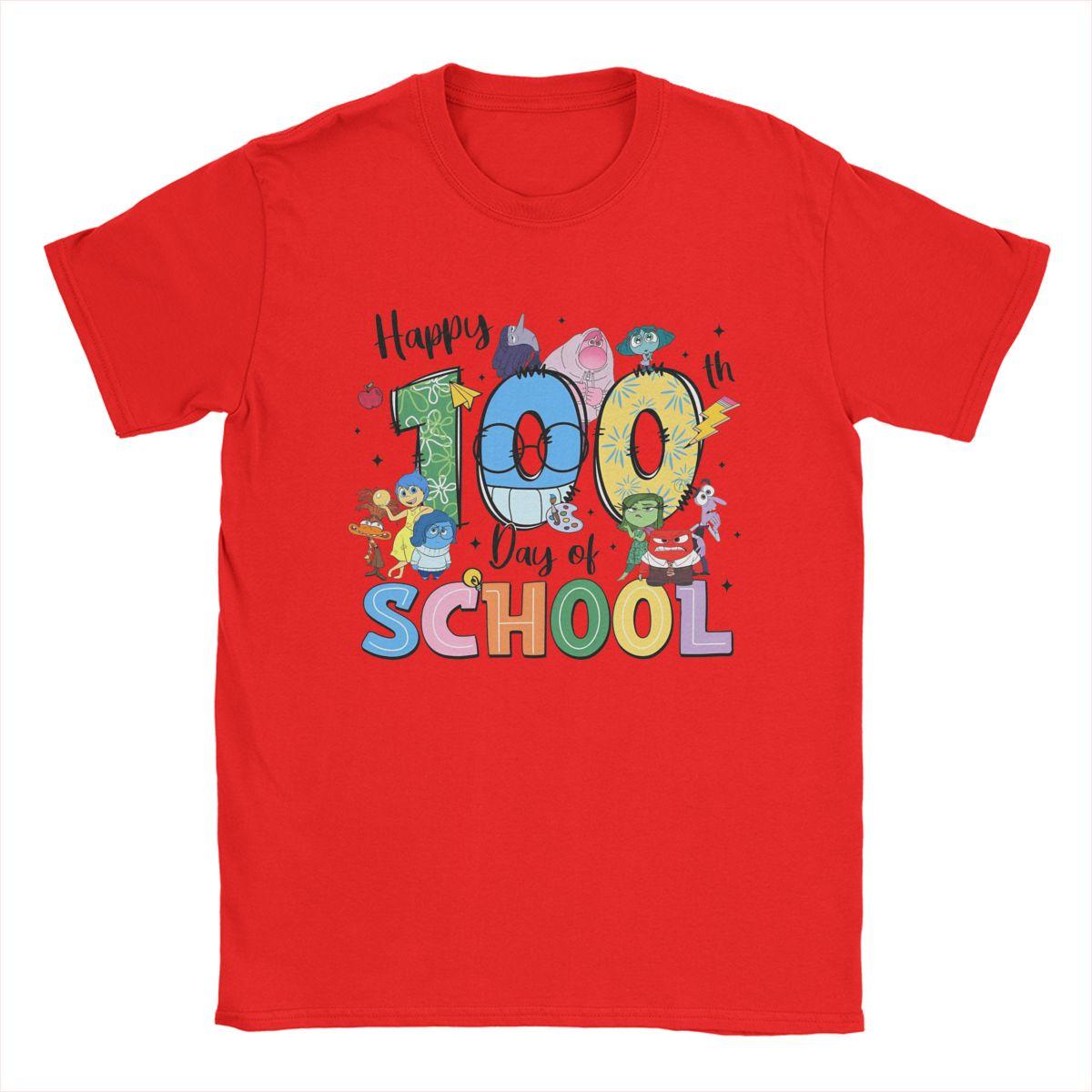 

Inside Out Happy 100th Day Of School T Shirts Men Cotton Vintage T-Shirts Round Neck Anxiety Joy Sadness Tee Shirt merch Summer S