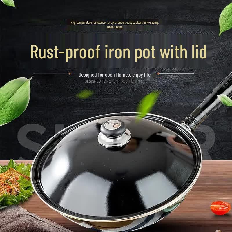 Supor 30cm Rust-proof Cast Iron Wok with Lid