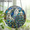 Bunte Acryl-Sonnenfänger mit Pfau und Schmetterling, Fensterdekoration in Buntglasoptik – ein Geschenk für Natur- und Kunstliebhaber