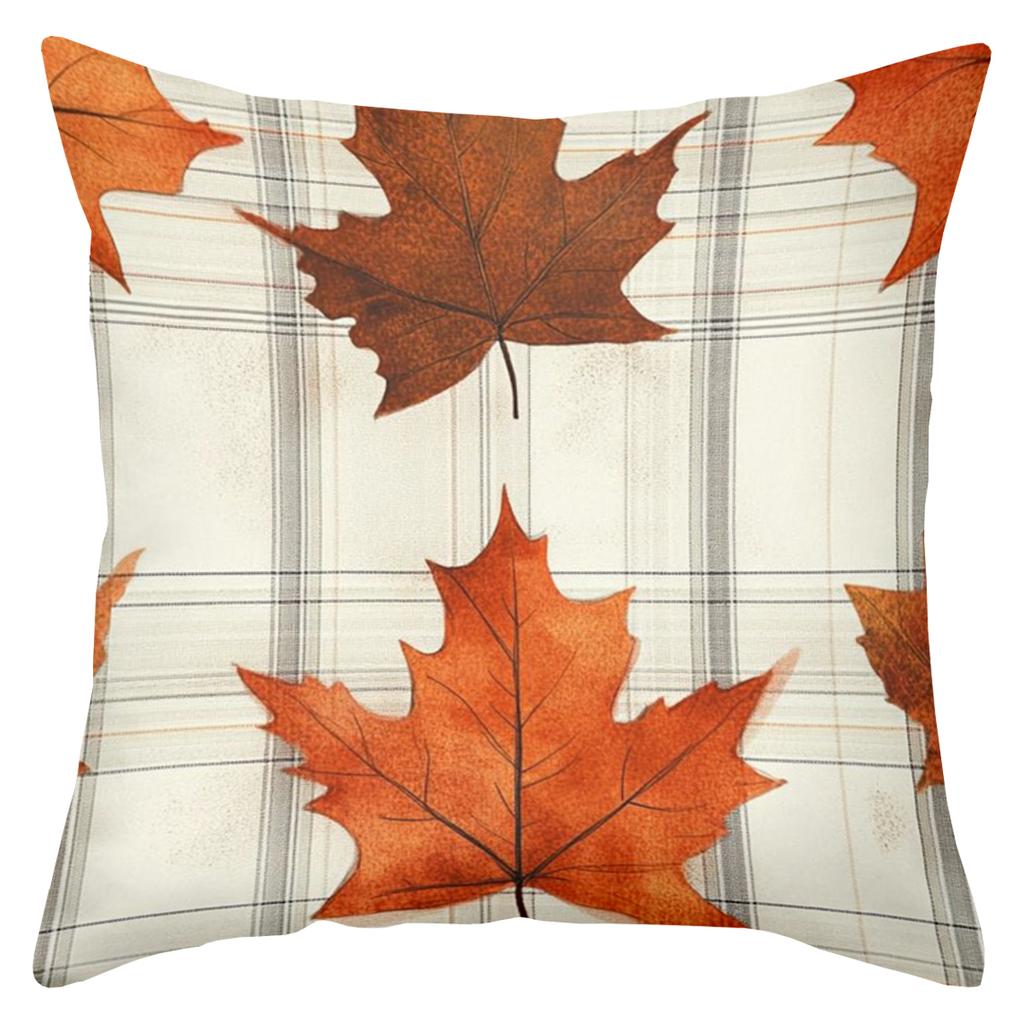Autumn Leaf & Acorn Patterned Decorative Throw Pillows Polyester pillowcase, sofa decorative cushion cover, bedside throw pillow