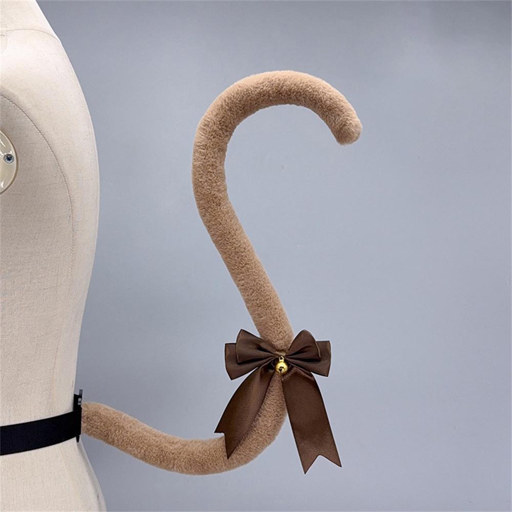 

8 Colors Lolita Kc Fluffy Cat Tail With Bow Bell Handmade Cute Plush Cat Long Tail Anime Role Play Cosplay Costume Props About 75CM