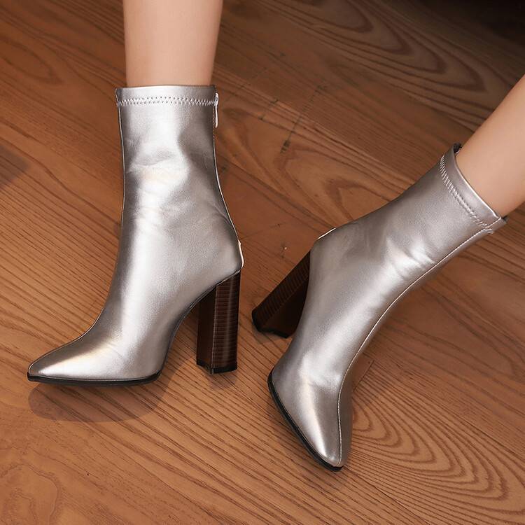 Retro duży rozmiar buty krótkie na wysokim obcasie damskie gruby obcas nowe damskie buty Martin nie męczą buty krótkie na wysokim obcasie