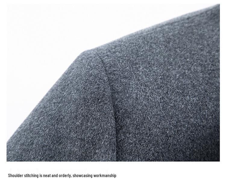 Men's Double-Sided Cashmere Wool Coat, Short Stand Collar, Casual Dad's Jacket for Autumn/Winter.