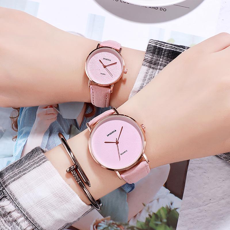 Korean Simple Thin Leather Strap Wristwatch for Couples - Versatile College Style
