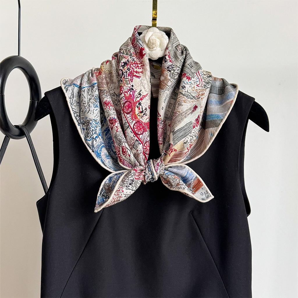 Fashion 82% Wool 18% Real Silk Scarf For Women Shawls Wraps Foulard High Quality Scarves Pashmina Female Hijab Bandana Bufanda