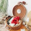 Handmade Rattan Woven Luggage Box Round Picnic Basket Vintage Wicker Suitcase  for Home