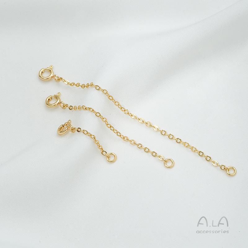 14K Gold-Plated DIY Jewelry Accessory Set: Bracelet, Necklace, Closed-End Ring, Extension Chain, Lengthened Safety Chain, with Pearl Details