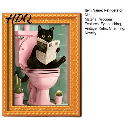 Decorative Photo Holders for Whiteboards Funny Wooden Fridge Magnets Frame Retro Cute Cat Pattern Magnetic Refrigerator Frames Metal Cabinets Locker
