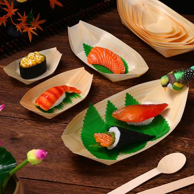 50Pcs Sushi Tray Food Grade Convenient Creative Disposable Paper Boat Shape Dessert Snack Plate Kitchen Supplies