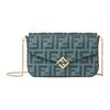 Bolsa Transversal Ff Diamonds Series com Aba Geométrica e Decoração de Logo Ff para Mulheres, Cor Verde Matcha, 8M0509-ADYM-F1U3G