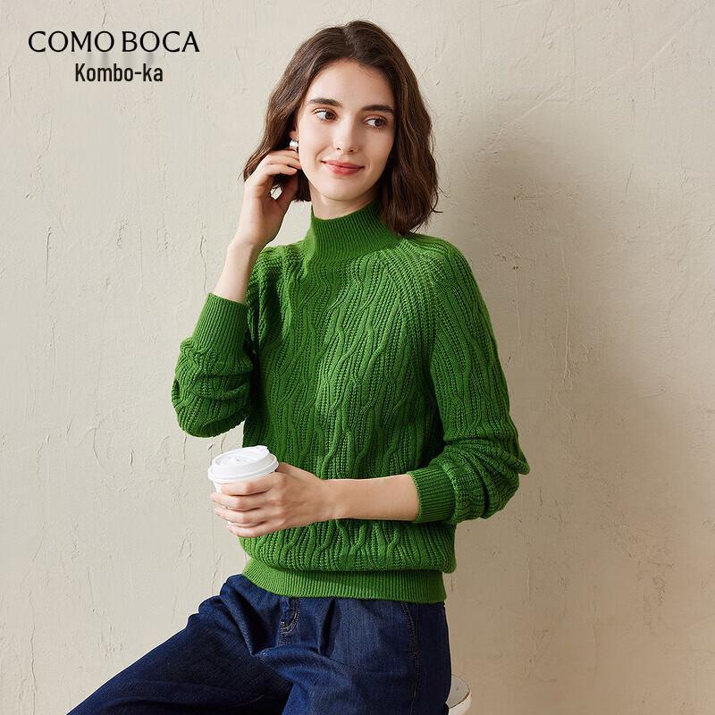 Comen Boca Women's Cable Knit Cashmere Half-Turtleneck Sweater
