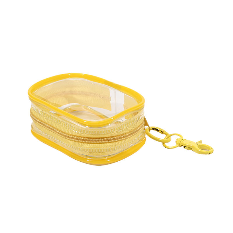 Small Clear Figure Display Bag with Keychain Portable Zipper Waterproof Mini Doll Pouch Carrying Case for Figures Collectibles