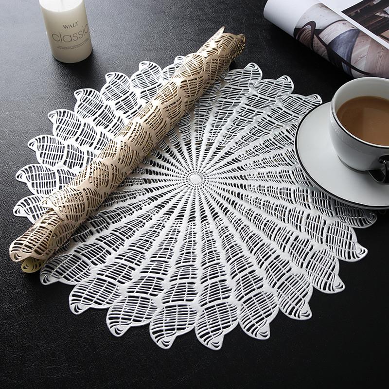 38x38cm Conch Hollow Gold Silver Placemat Home Restaurant PVC Heat Insulation Pad Dinner Table Mat