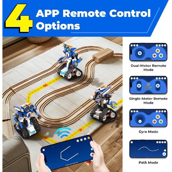 Robot J Creative Robot Building Kit, 6-in-1 Programmable App Remote Control Robot/Tank STEM Learning Toy, Educational Coding Gifts for 7-8 8-12 Years