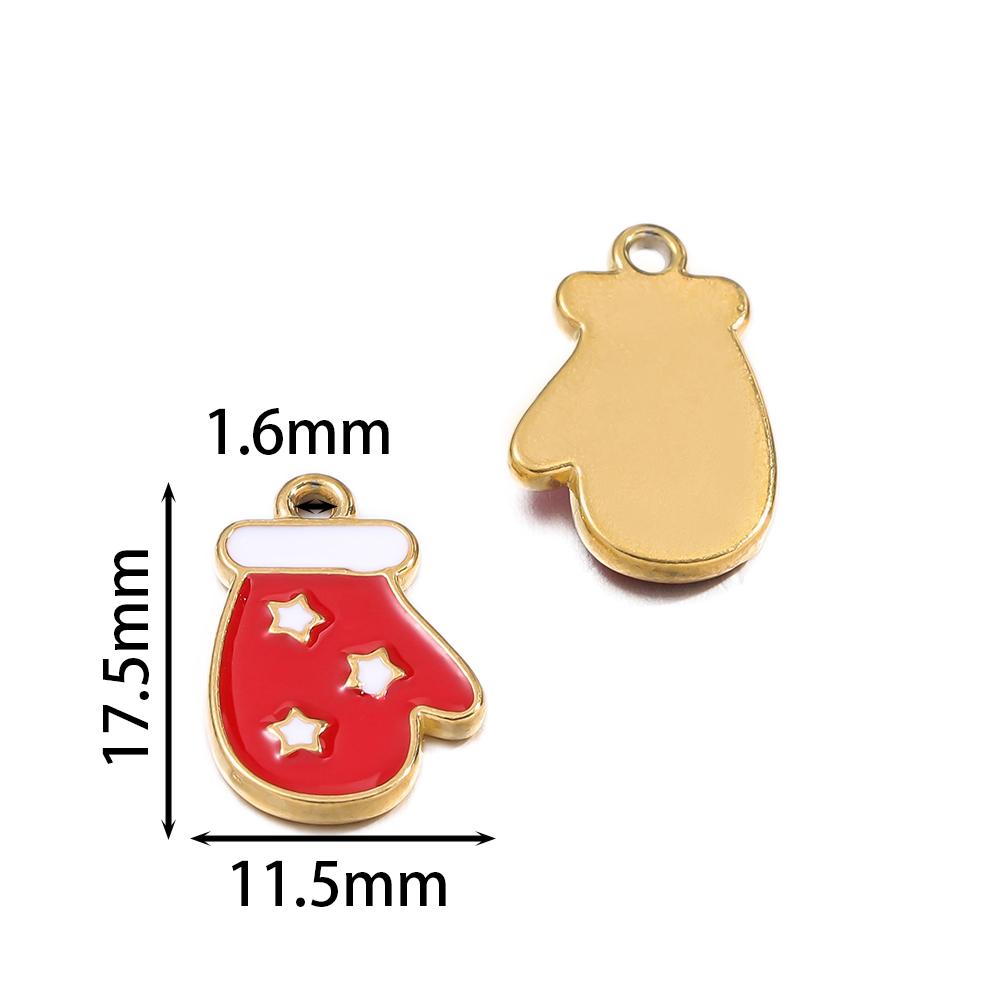 1pcs Stainless Steel Christmas Charms Gold Color Santa Claus Christmas Tree Enamel Pendants For DIY Earrings Necklaces Making