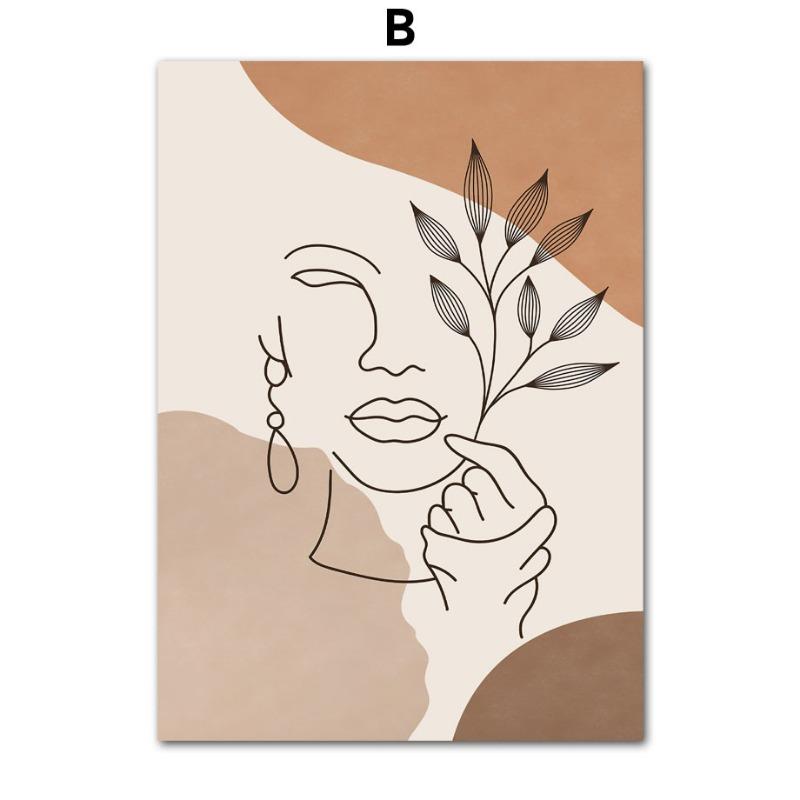 

Абстрактная девушка Солнце Линии Радуга Лист Настенная живопись Холст Картина Бохо Бежевый Плакаты Печать Картины Гостиная Интерьер Домашний декор 21cm×30cm NoFrame