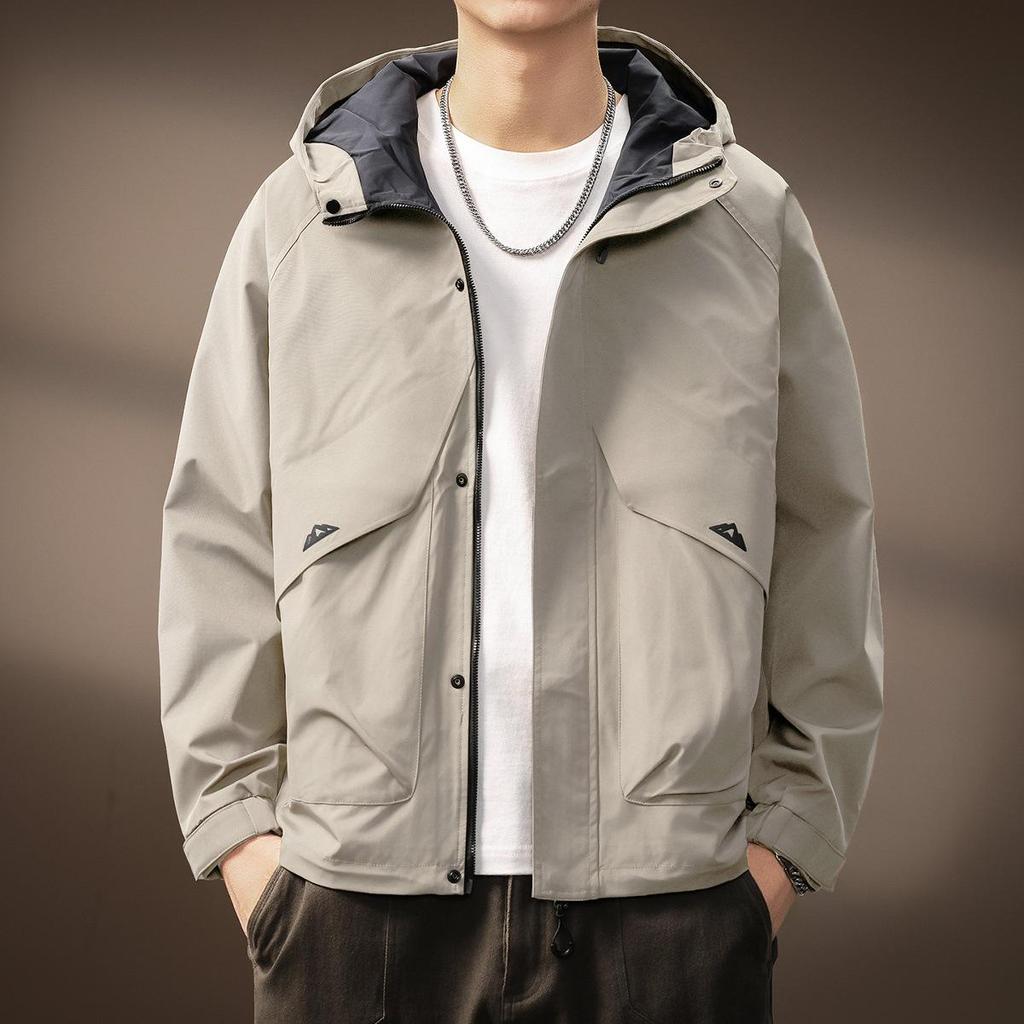 Premium Men's Outdoor Hooded Windbreaker - Functional, Durable, Autumn/Winter Jacket with Loose Fit and Three-Proof Technology