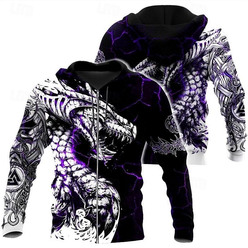 

Men s Dragon Graphic Prints Viking Hoodie Hoodies Sweatshirt Streetwear Designer Casual 5XL