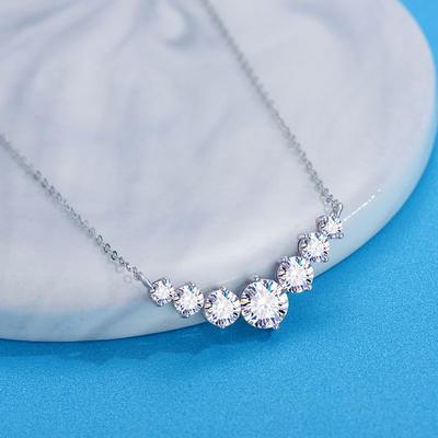 Collar de moissanita chapado en PT950 de 2,8 quilates para mujer, colgante de diamante de imitación con forma de sonrisa de 5 piedras, joyería de plata de ley S925