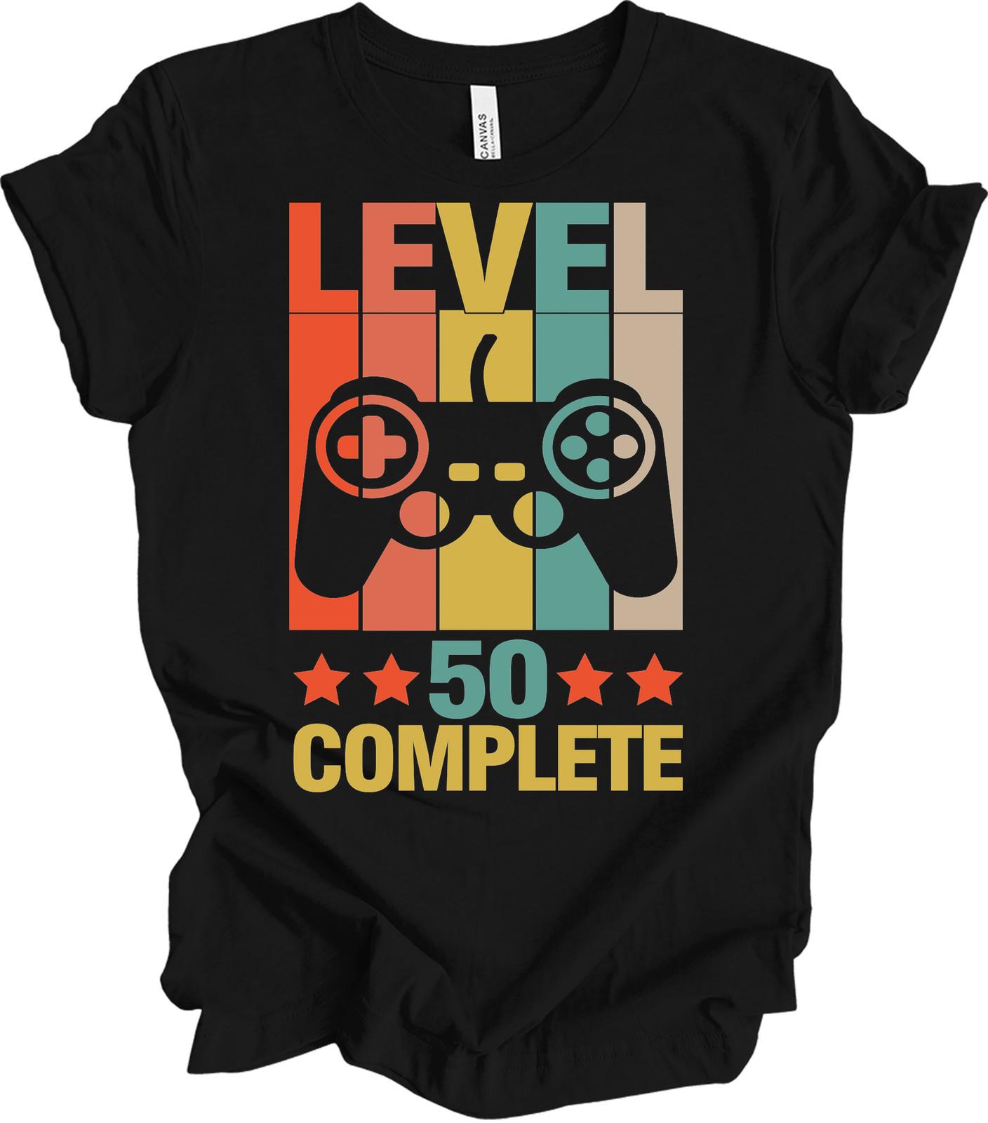 Level Complete Gamer 50th Birthday T-Shirt Level 50 Complete Video Game Retro Te XXXXL