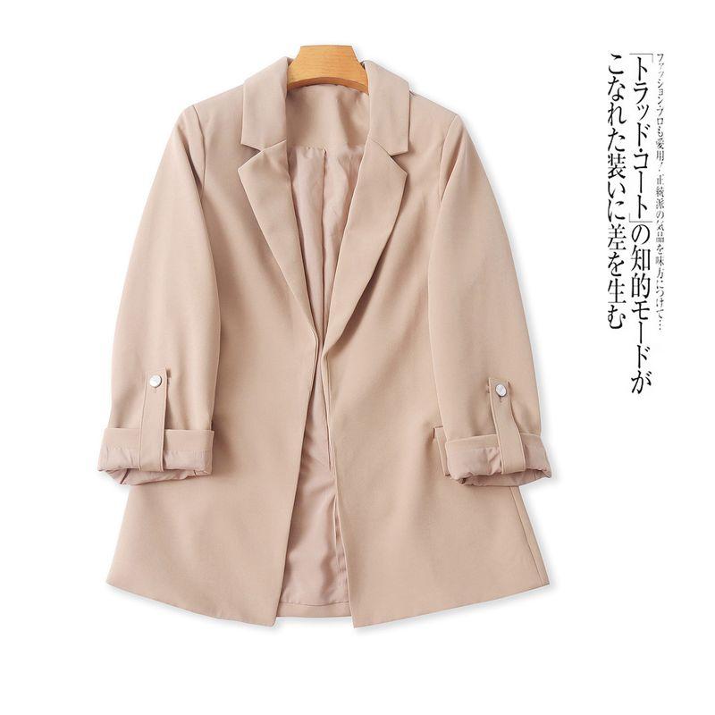 

Блейзер Осень Новый Внешняя торговля Женская одежда Простой и Универсальный Воротник пиджачного типа Без пряжки Длинный рукав Верхняя одежда Топ 31935 Khakis BA-4-17-5 L